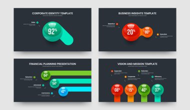 Digital Showcase One Two Three Four Step Graph Slide Design Vector Illustration Bundle. Sales Solution 1 2 3 4 Element Chart Slideshow Template Set.