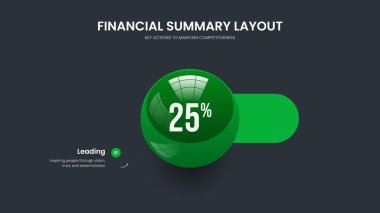 Professional Plan 1 Step Graph Slideshow Design. Simple Overview One Element Infographic Frame Template. Corporate Showcase Presentation Layout Vector Illustration.