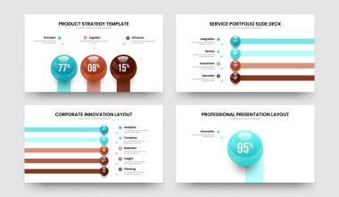 Elegant Analysis 3 4 5 1 Option Diagram Slideshow Layout Bundle. Medical Review Three Four Five One Element Chart Presentation Template Vector Illustration Set.