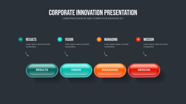 Project Briefing 4 Option Diagram Slide Layout. Sales Launch Frame Design Vector Illustration. Digital Forecast Four Element Infographic Presentation Template.