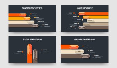 Creative Insight 4 5 2 3 Element Diagram Frame Design Set. Market Performance Four Five Two Three Step Infographic Slide Layout Vector Illustration Bundle.