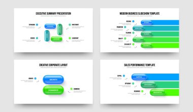 Project Portfolio 4 5 2 3 Element Diagram Slide Design Collection. Sales Campaign Four Five Two Three Option Infographic Frame Layout Vector Illustration Bundle.