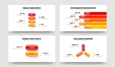 Atılgan Büyüme 4-5-2-3 Basamaklı Diyagram Sunum Şablonu Vektör Resimleri Koleksiyonu. Şirket Planı 4523 Element Bilgi Çerçeve Tasarımı Ayarları.