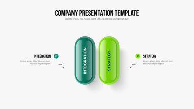 Kurumsal Plan İki Element Diyagramı Kayma Şablonu. Görsel Planlama Çerçeve Tasarım Vektörü İllüstrasyonu. Yatırımcı Geliştirme 2 Seçenek Bilgisel Slayt Gösterisi Düzeni.