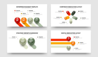 Minimal Report Four Five Two Three Option Infographic Slideshow Template Vector Illustration Bundle. Product Forecast 4 5 2 3 Step Chart Frame Layout Set.