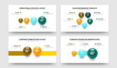 Marketing Overview 4 5 2 3 Option Diagram Frame Layout Bundle. Colorful Performance Four Five Two Three Step Graph Slide Design Vector Illustration Collection.