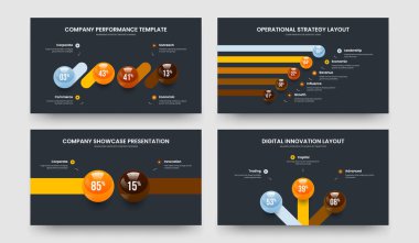 Creative Review 4 5 2 3 Element Chart Slide Layout Bundle. Minimal Visualization Four Five Two Three Option Diagram Slideshow Template Vector Illustration Set.