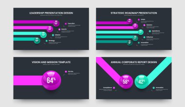 Enterprise Analysis Four Five One Two Option Graph Frame Layout Vector Illustration Collection. Investor Planning 4 5 1 2 Step Diagram Presentation Template Set.