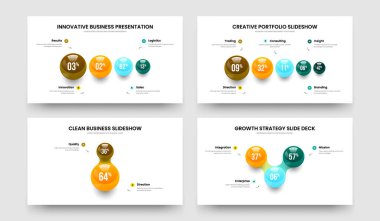 Eğitim Brifingi 4523 Element Çizelgesi Şablon Koleksiyonu. Finansal Analiz Dört Beş İki Üç Seçenek Slayt Tasarım Vektörü Çizim Paketi.
