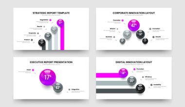 Eğitim Planı 4-5-2-3 Element Diyagramı Sunum Tasarımı Vektör İllüstrasyon Paketi. Proje Gösterimi 4523 Seçenek Çizelgesi Slayt Şablonu Koleksiyonu.