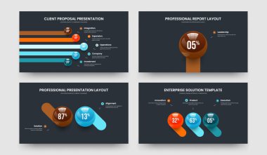 Satış Teklifi 5123 Adım Diyagram Kaydırak Tasarımı Koleksiyonu. Pazarlama Portföyü Beş Bir İki Üç Element Grafik Slayt Şablonu Vektör Çizim Çubuğu.