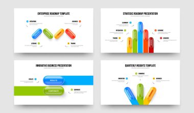 Görsel Brifing 4-5-2-3 Element Infographic Frame Vektör Çizim Paketi. Yaratıcı Çözüm 4523 Seçenek Diyagram Slayt Tasarımı Koleksiyonu.