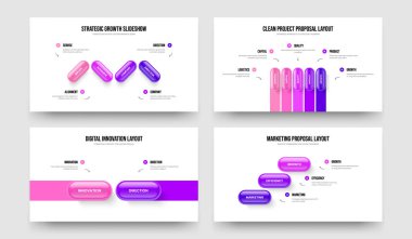 Modern İnceleme Dört Beş İki Üç Seçenek Slayt Gösterisi Tasarım Vektörü Resimleri Koleksiyonu. Fırlatma 4523 Element Diyagramı Sunum Şablonu Paketi.