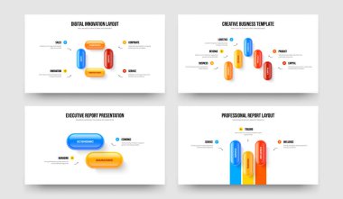 Görsel Planlama Dört Beş İki Üç Seçenek Bilgilendirme Çerçeve Tasarım Vektör İllüstrasyon Koleksiyonu. Hizmet Geliştirme 4523 Adım Diyagramı Slayt Düzeni Paketi.