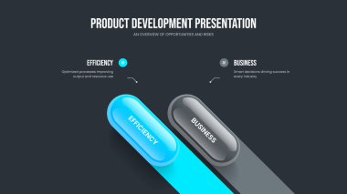 Reklam Kampanyası 2 Element Diyagramı Slayt Gösterisi Tasarımı. Proje Büyüme Çerçeve Düzeni Vektör İllüstrasyonu. Modern Giriş İki Seçenek Bilgisel Sunum Şablonu.