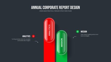 Profesyonel Tanıtım Tasarım Vektörü İllüstrasyonu. Görsel Profil 2 Element Bilgi Kaydırma Şablonu. Şirket Çözümü İki Seçenek Diyagram Düzenlemesi.