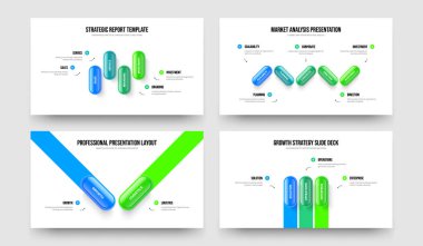 Ürün İnovasyonu 4523 Opsiyon Infographic Frame Design Set. Proje Gösterimi 4-5-2-3 Basamaklı Diyagram Kaydırma Düzeni Vektör Resimleri Paketi.