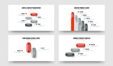 Dijital Teklif Dört Beş İki Üç Adım Bilgi Kaydırağı Tasarım Vektör İllüstrasyon Seti. Profesyonel Profil 4523 Element Diyagramı Slayt Gösterisi Şablonu Koleksiyonu.