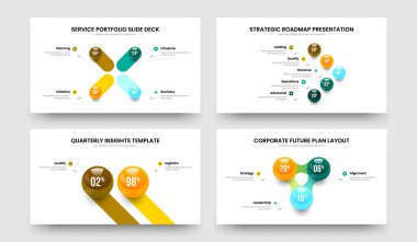 Renkli Showcase 4-5-2-3 Element Sunum Planı Vektör Resimleri Koleksiyonu. Dijital Geliştirme 4523 Seçenek Grafik Slayt Gösterisi Tasarımı.