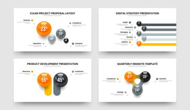 Görsel Strateji 4523 Seçenek Çizelgesi Slayt Şablonu Ayarlandı. Basit Gözden Geçirme Dört Beş İki Üç Adım Bilgi Çerçeve Tasarım Vektör İllüstrasyon Koleksiyonu.