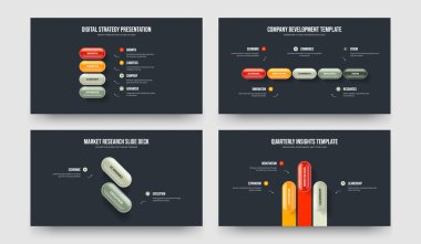 Yaratıcı Brifing 4-5-2-3 Element Diyagram Kaydırma Planı Vektör Resimleri Koleksiyonu. Kurumsal Görselleştirme 4523 Adım Slayt Gösterisi Şablonu Ayarlandı.