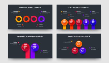 Yaratıcı Brifing 4523 Seçenek Diyagram Kaydırağı Düzenleme Seti. Atılgan Planı 4-5-2-3 Element Çerçeve Şablonu Vektör Resimleri Paketi.