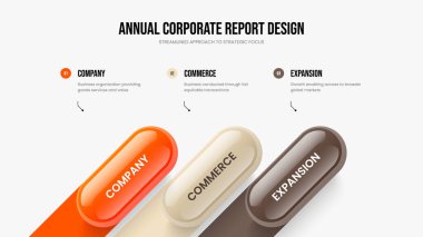 Görsel İçgörü Kaydırma Şablonu Vektör İllüstrasyonu. Şirket Fırlatma 3 Element Diyagram Çerçeve Tasarımı. Pazarlama Gözden Geçirmesi Üç Seçenek Slayt Gösterisi Yerleşimi.