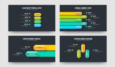 Kurumsal İnceleme Dört Beş İki Üç Seçenek Bilgi Çerçeve Tasarım Vektör İllüstrasyon Seti. Modern Geliştirme 4523 Adım Diyagram Kaydırma Düzeni Paketi.