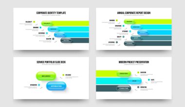 Modern Analiz 4523 Seçenek Diyagram Çerçeve Tasarım Seti. Satış Stratejisi 4-5-2-3 Element Bilgi Sunumu Şablon Vektör İllüstrasyon Koleksiyonu.