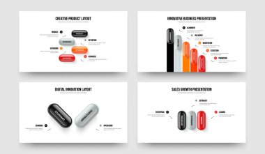 Yaratıcı Öngörü Dört Beş İki Üç Basamaklı Tanıtım Şablonu Vektör İllüstrasyon Paketi. İş Görselleştirme 4523 Seçenek Diyagramı Slayt Gösterisi Tasarım Koleksiyonu.