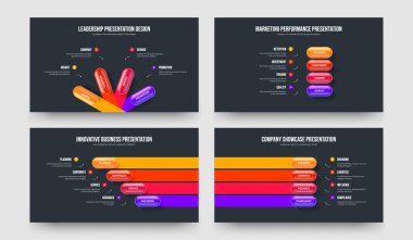 Servis Planlama 4 Basamaklı Diyagram Çerçeve Düzenleme Koleksiyonu. Kurumsal Görselleştirme Dört Element Bilgilendirme Sunumu Tasarım Vektörü İllüstrasyon Paketi.