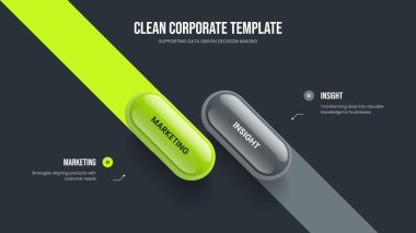 Pazarlama Hava Durumu 2 Seçenek Bilgisel Çerçeve Düzeni. Satış Geliştirme Sunumu Tasarım Vektörü İllüstrasyonu. Girişim İki Element Diyagramı Slayt Gösterisi Şablonu.