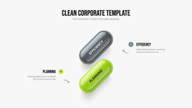 Servis Profili Sunum Düzeni Vektör İllüstrasyonu. Reklam Çözümü 2 Seçenek Bilgi Kaydırma Şablonu. Modern Analiz İki Element Diyagramı Tasarımı.