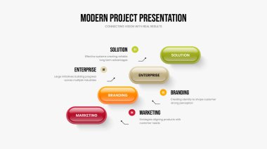 Profesyonel Rapor Sunumu Tasarım Vektörü İllüstrasyonu. İş Tahmini Dört Seçenek Slayt Gösterisi Şablonu. Şirket Analizi 4 Element Diyagramı Kaydırma Düzeni.