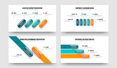 Hizmet Performansı 4523 Element Bilgi Sunum Şablonu Koleksiyonu. Dijital Fırlatma Dört Beş İki Üç Adım Diyagram Slayt Gösterisi Tasarım Vektörü Çizim Paketi.