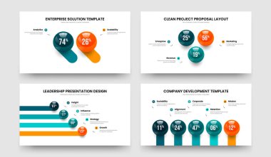 Renkli Genel Görünüm 2345 Adım Slayt Gösterisi Şablonu Ayarlandı. Eğitimsel Büyüme 2-3-4-5 Element Grafik Kaydırma Planı Vektör Çizim Paketi.