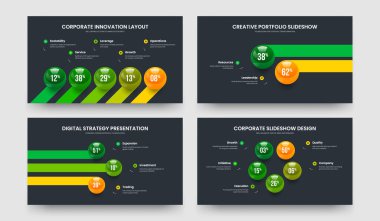 Piyasa Analizi Beş İki Üç Element Grafik Gösterisi Slayt Gösterisi Vektör Çizimi Paketi. Basit Rapor 523 Adım Bilgi Sunum Şablonu Koleksiyonu.