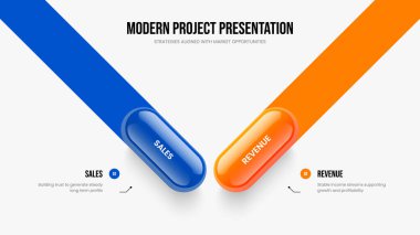 Dijital Giriş 2 Adım Diyagram Kaydırma Düzeni. Market Insight Frame Tasarım Vektörü İllüstrasyonu. İş Önerisi İki Seçenek Slayt Gösterisi Şablonu.