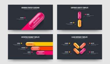 Dijital Görsel Görselleştirme Bir İki Üç Dört Seçenek Bilgi Şablonu Vektör Resimleme Paketi. Finansal İnceleme 1234 Adım Diyagram Slayt Gösterisi Tasarım Koleksiyonu.