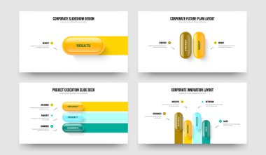 Şirket Planlama 1234 Seçenek Çerçeve Düzenleme Paketi. Pazarlama Stratejisi Bir İki Üç Dört Adım Bilgi Kaydırma Şablonu Vektör Resimleme Koleksiyonu.