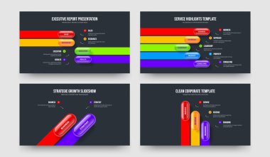 Atılgan 'ın Teklif 4-5-2-3 Seçenek Slayt Gösterisi Şablon Vektör Resimleri Paketi. İş İnovasyonu 4523 Element Bilgi Çerçeve Düzeni Koleksiyonu.