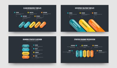 Görsel Görünüm 534 Adım Bilgisel Çerçeve Şablonu Paketi. Şirket Portföyü Beş Üç Element Diyagram Kaydırma Düzeni Vektör Çizimi.