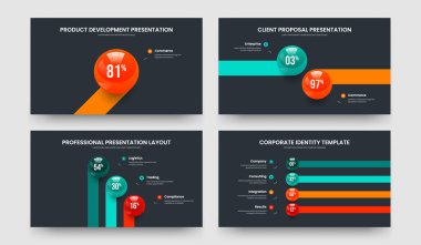 Temiz Öngörü 1-2-3-4 Basamaklı Diyagram Düzenleme Vektör Çizim Paketi. İş Planlama 1234 Element Grafik Kaydırma Tasarımı Seti.
