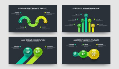 Şirket Performansı 4523 Element Infographic Frame Design Set. Sayısal Büyüme Dört Beş İki Üç Seçenek Slayt Gösterisi Çizelgesi Vektör Çizim Paketi.