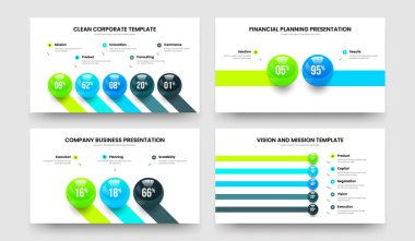 Görsel Insight 5-2-3 Element Bilgi Sunumu Şablon Vektör İllüstrasyon Paketi. Sayısal Büyüme 523 Adım Çizelgesi Slayt Gösterisi Yerleşimi Koleksiyonu.