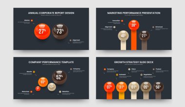 Ürün Performansı 2345 Element Diyagram Kaydırma Şablonu Paketi. Modern Strateji İki Üç Dört Beş Seçenek Çerçeve Tasarım Vektör Resimleri Koleksiyonu.