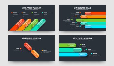 Ürün Portföyü 4-5-2-3 Element Infographic Frame Design Vector Illustration Collection. Şirket Analizi 4523 Seçenek Slayt Gösterisi Şablonu Paketi.