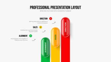 Danışmanlık Stratejisi Üç Seçenek Slayt Gösterisi Şablonu. Şirket Analizi Çerçeve Düzeni Vektör İllüstrasyonu. Finansal İnceleme 3 Adım Diyagram Kaydırma Tasarımı.
