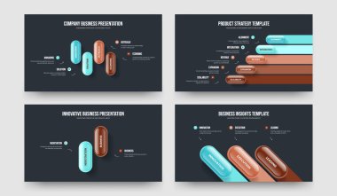 Modern İcat 4-5-2-3 Element Diyagramı Sunum Tasarım Vektör İllüstrasyon Koleksiyonu. Reklam Performansı 4523 Adım Slayt Gösterisi Şablonu Paketi.