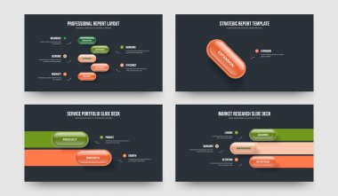Görsel Gözden Geçirme 513Element Diyagramı Sunum Şablonu Koleksiyonu. Modern Planlama Beş Bir İki Üç Adım Bilgi Slayt Gösterisi Vektör Çizim Paketi.